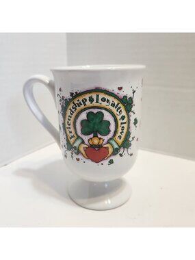 Abbey Press Irish Friendship Mug With Claddagh & Shamrock Design 1999 Ceramic
